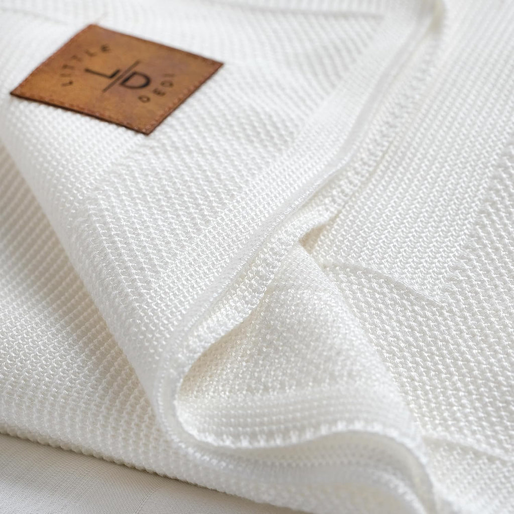 Dua 100% Tencel Baby Blanket 30x40, White, Silky Knit