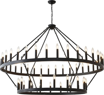 60 Inch Large Black Wagon Wheel Chandelier