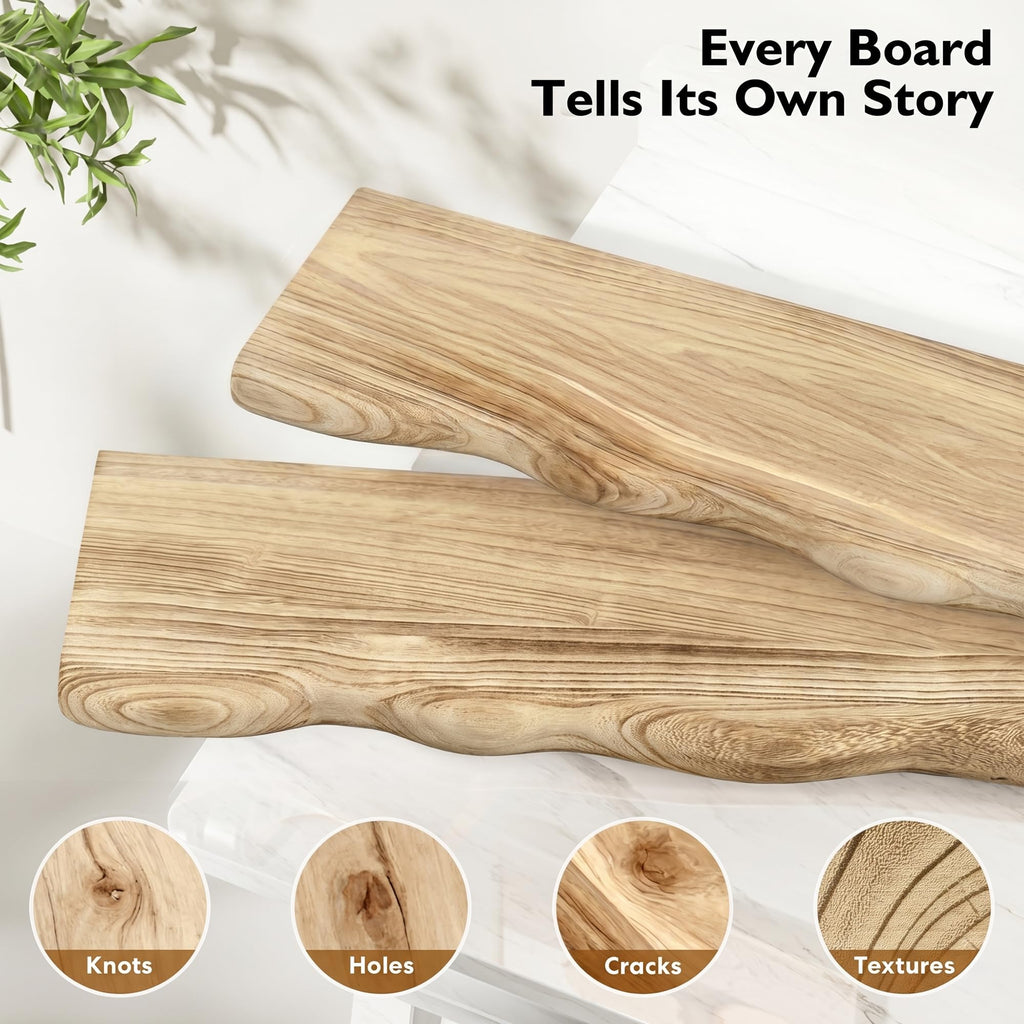 Wavy Edge Floating Shelves with Hidden Brackets, 2 Pack 36 in