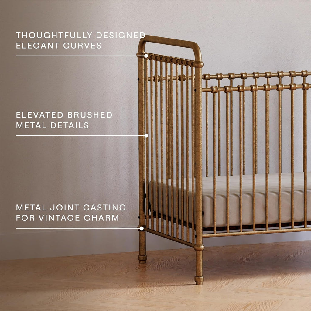 Abigail 3-in-1 Convertible Baby Crib Gold | GREENGUARD Gold Certified, Converts to Toddler Bed & Daybed, 4 Adjustable