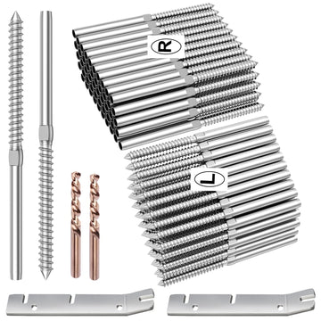 100 Pack 1/8" Cable Railing Kit Right&Left Swage Lag Screws