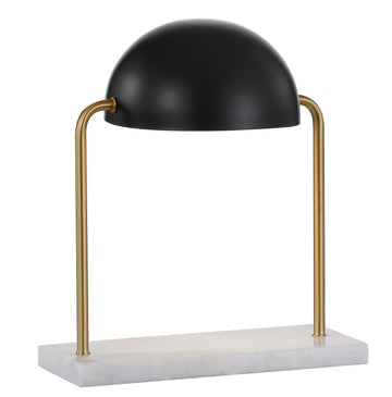 Porter Art Deco Dome Table Lamp 13.5", Brass Gold/Black