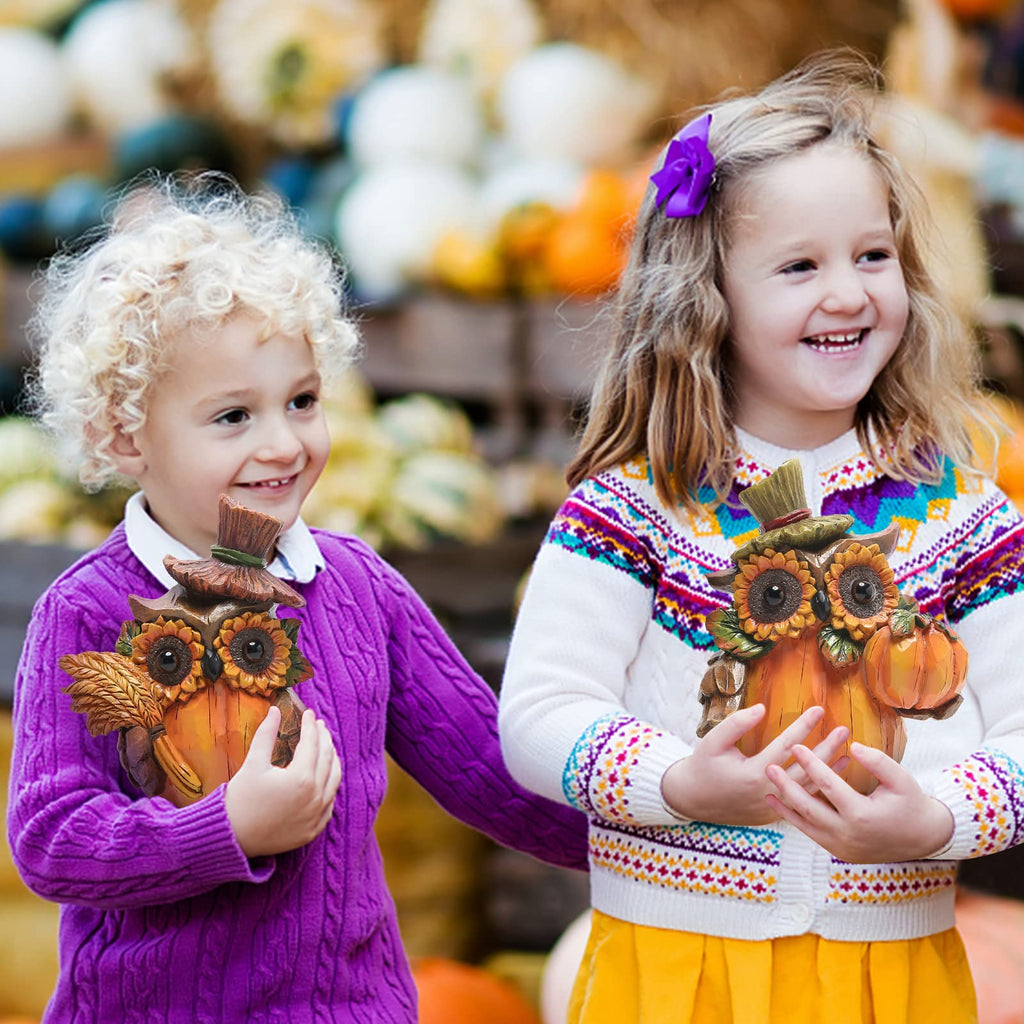 Fall Thanksgiving Pumpkin Figurines, Owl Harvest Decor