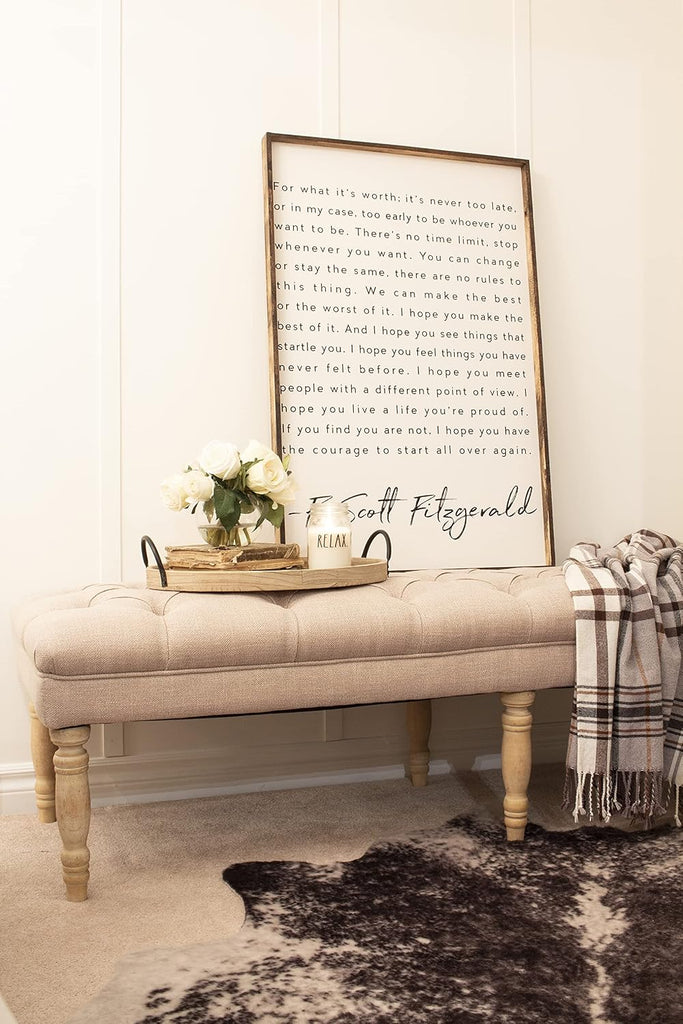 64" Large Tufted Bench - Light Mauve