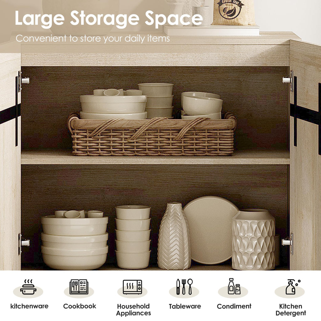 Sideboard Buffet Cabinets, Modern Sideboard with Adjustable Shelf and Metal Base, Coffee Bar Cabinet Storage Cabinet