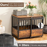 32 Inch Dog Crate Furniture with Cushion for Large Medium Dogs, Wooden Heavy Duty Dog Kennel with Double Doors