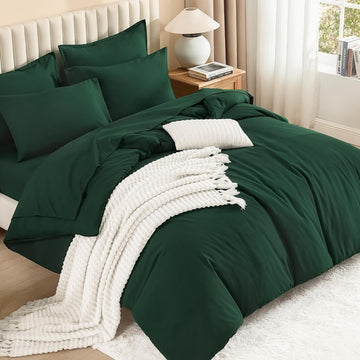 Queen Comforter Set with Sheets Emerald - 7 Pieces Bed in a Bag - Set of 7