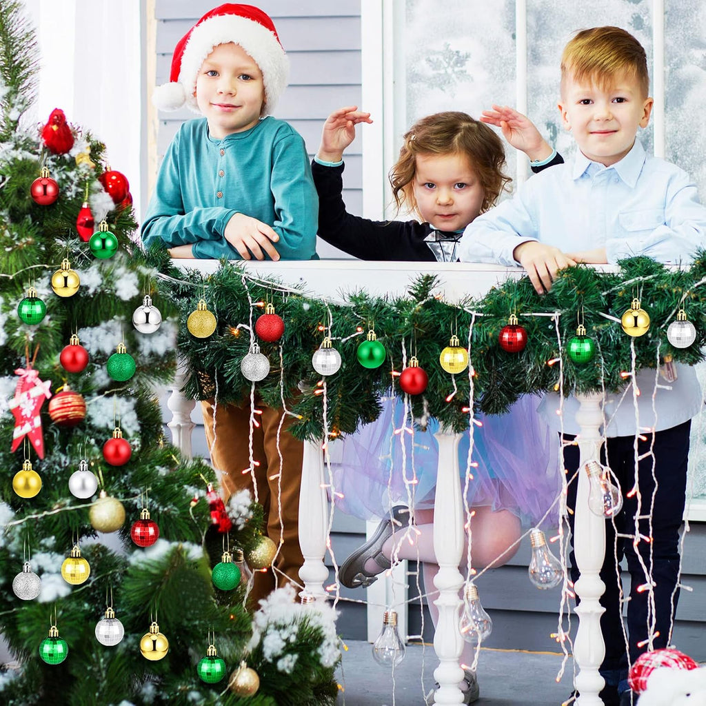 Mini Christmas Balls Tree Ornament, Classic, 1.18 Inch - Set of 96