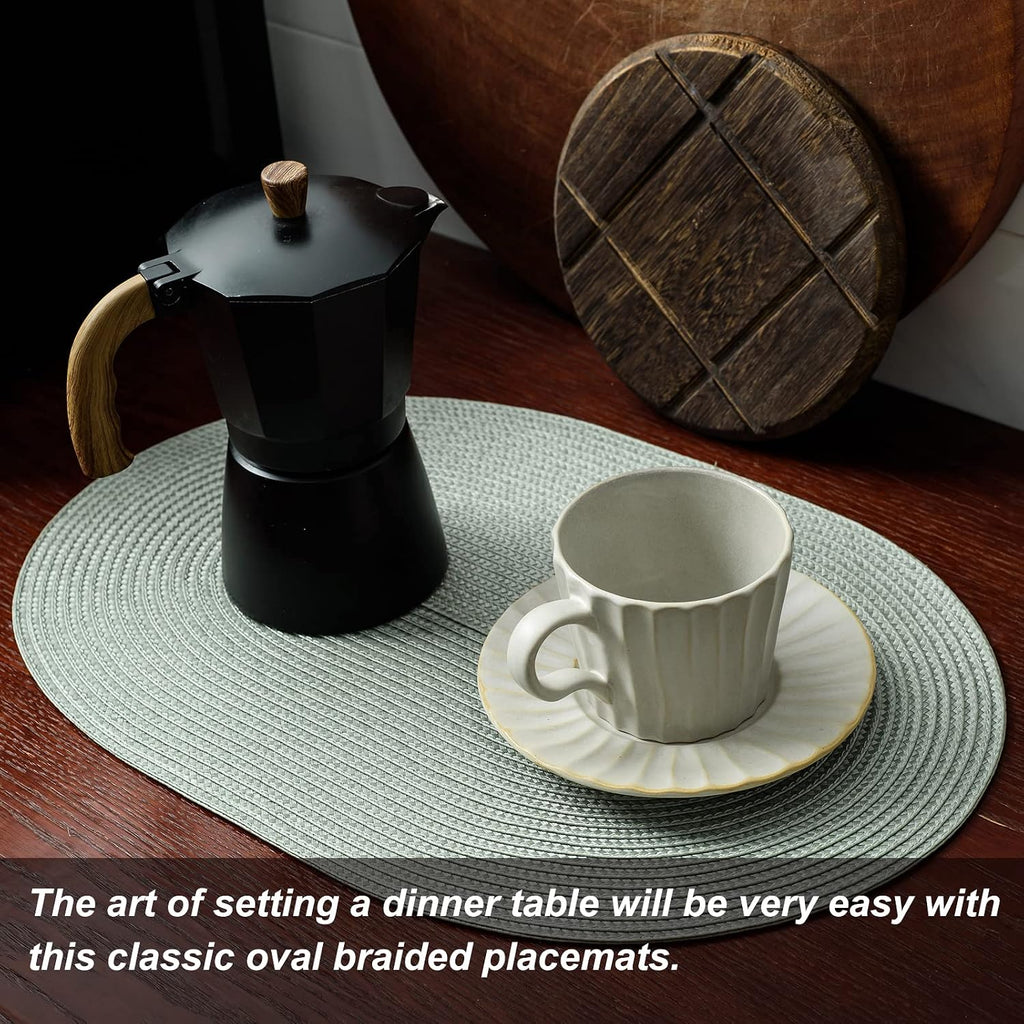 Placemats for Dining Table Washable Woven Non-Slip 18x12 inches Placemat Heat-Resistant Durable Table Mats - Set of 6