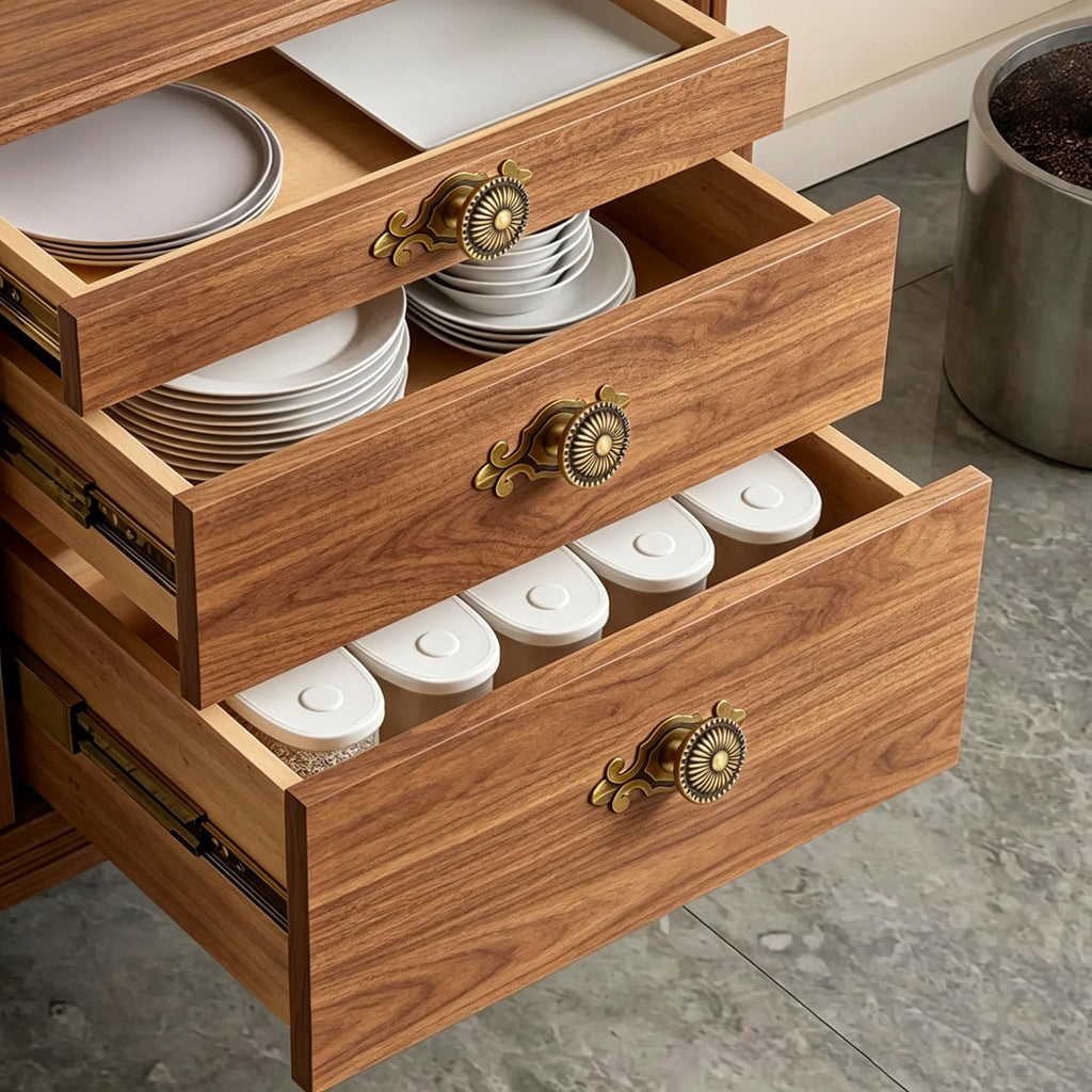 Brass Cabinet Knobs, Vintage Retro Mushroom Drawer Knobs with Backplate, Dresser Pull Handles