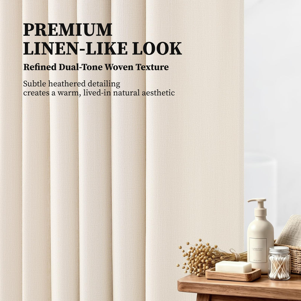 72x78 Linen Textured Waterproof Fabric Set, Beige/Cream