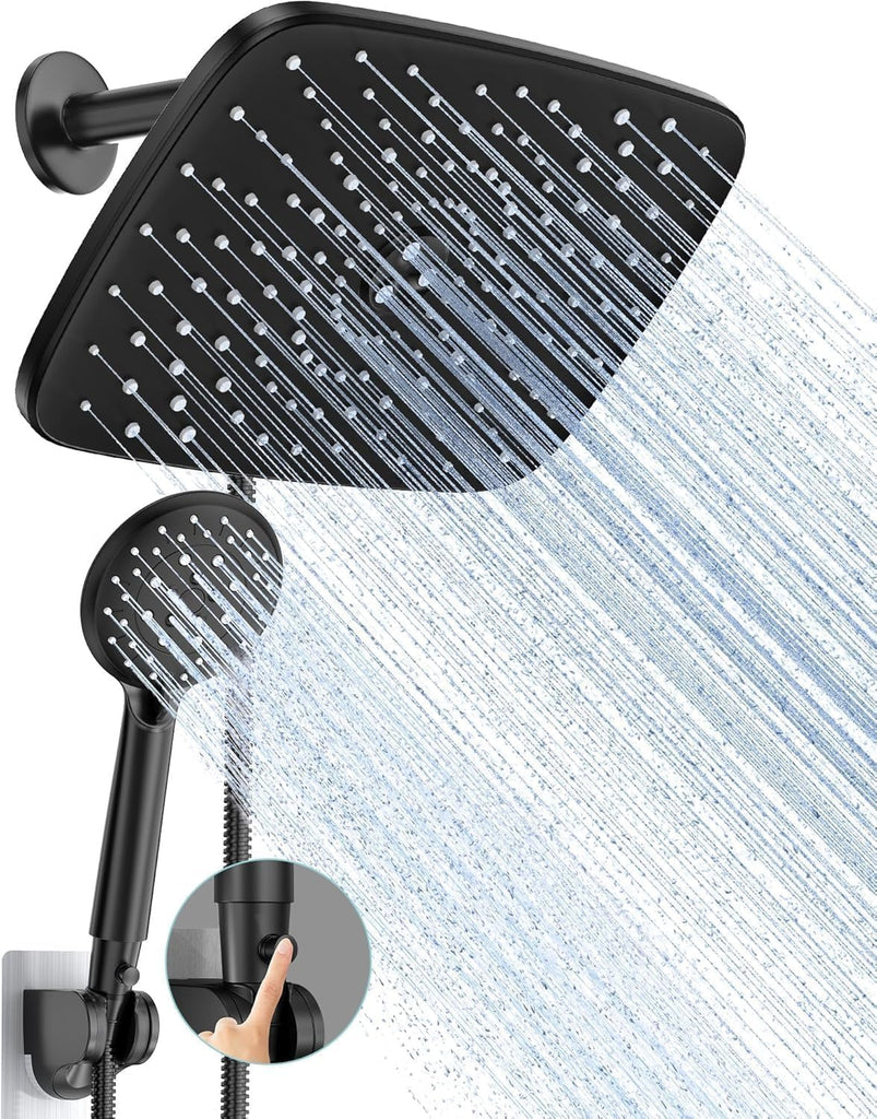 11.8 Inch Rain Shower Head with Handheld- High Pressure Dual Shower Heads with 5 Modes Handheld Spray Combo- Wide