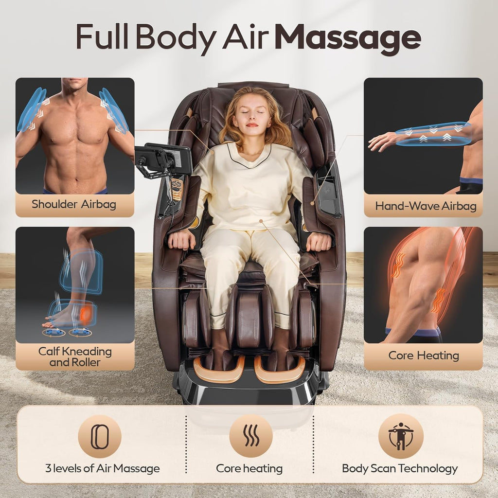 4D Massage Chairs Full Body,Zero Gravity SL-Track Shiatsu Massage Chair Recliner,Core Heating,20 Massage