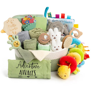 Piece Baby Boy Gift Basket, Baby Shower Gift Set for Newborns, Green