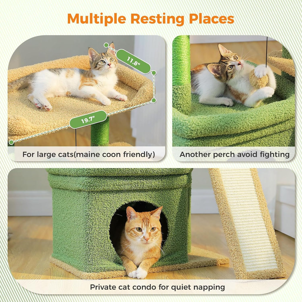 Cat Tree for Small Medium Cats, Green Cat Tower for Indoor Cats