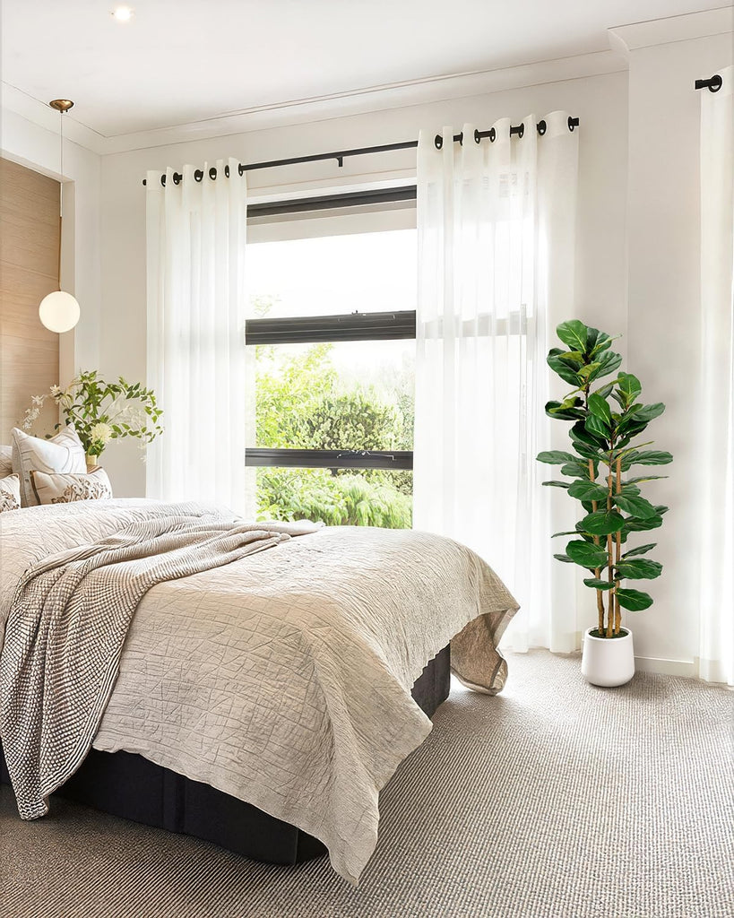 Artificial Fiddle Leaf Fig Tree in Modern White Planter, 5ft