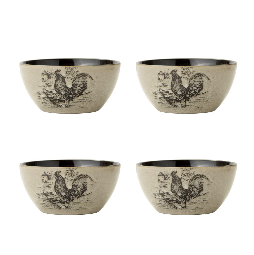 Homespun Rooster 16-Piece Dinnerware Set, Service for 4 Brown