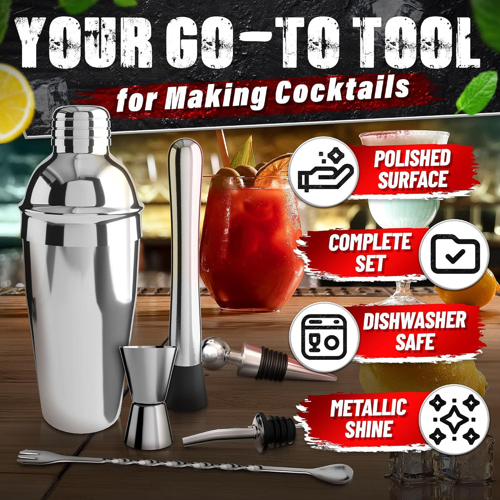 10-Piece Stainless Steel Bar Tools & Cocktail Shaker Set with Stand