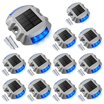 Solar Deck Driveway Dock Lights,Solar Pathway Lights,Blue 12 Pack