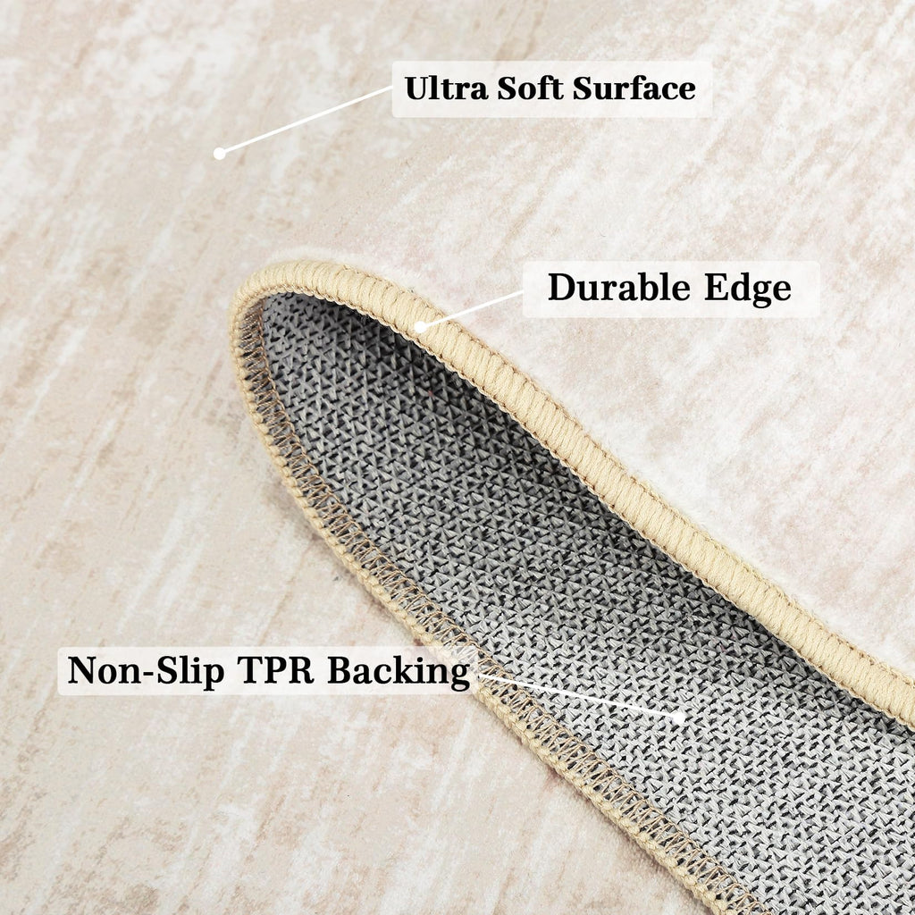 Modern Runner Rug 2.5x8 Stain Resistant Washable Kitchen Runner Carpet ith Rubber Backing Low Pile Contemporary Solid