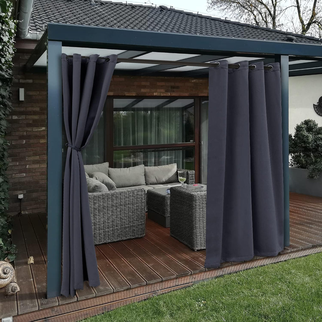 Waterproof Indoor/Outdoor Curtains Thermal Insulated | Sun Blocking Privacy Grommet Blackout Curtains /Porch/Living