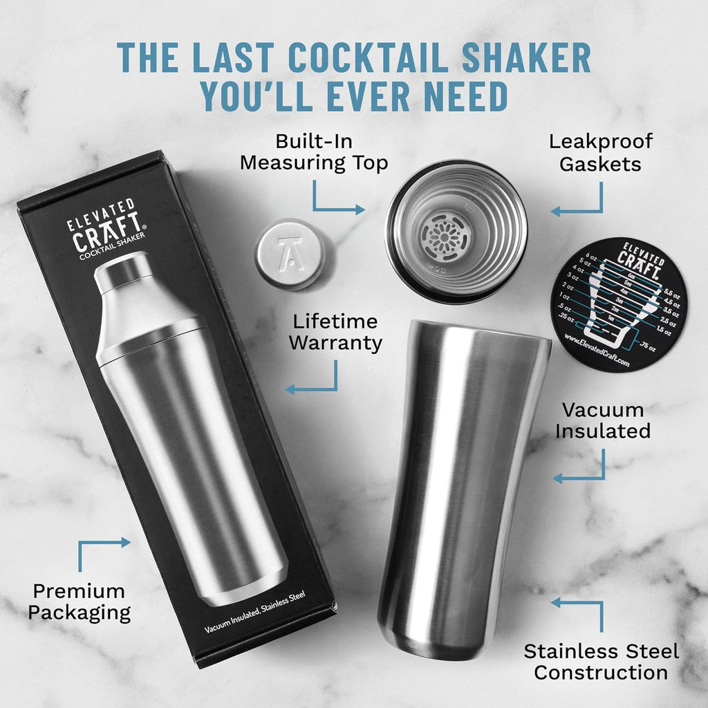 Hybrid Cocktail Shaker - Premium Vacuum Insulated Stainless Steel Cocktail Shaker - Innovative Measuring System
