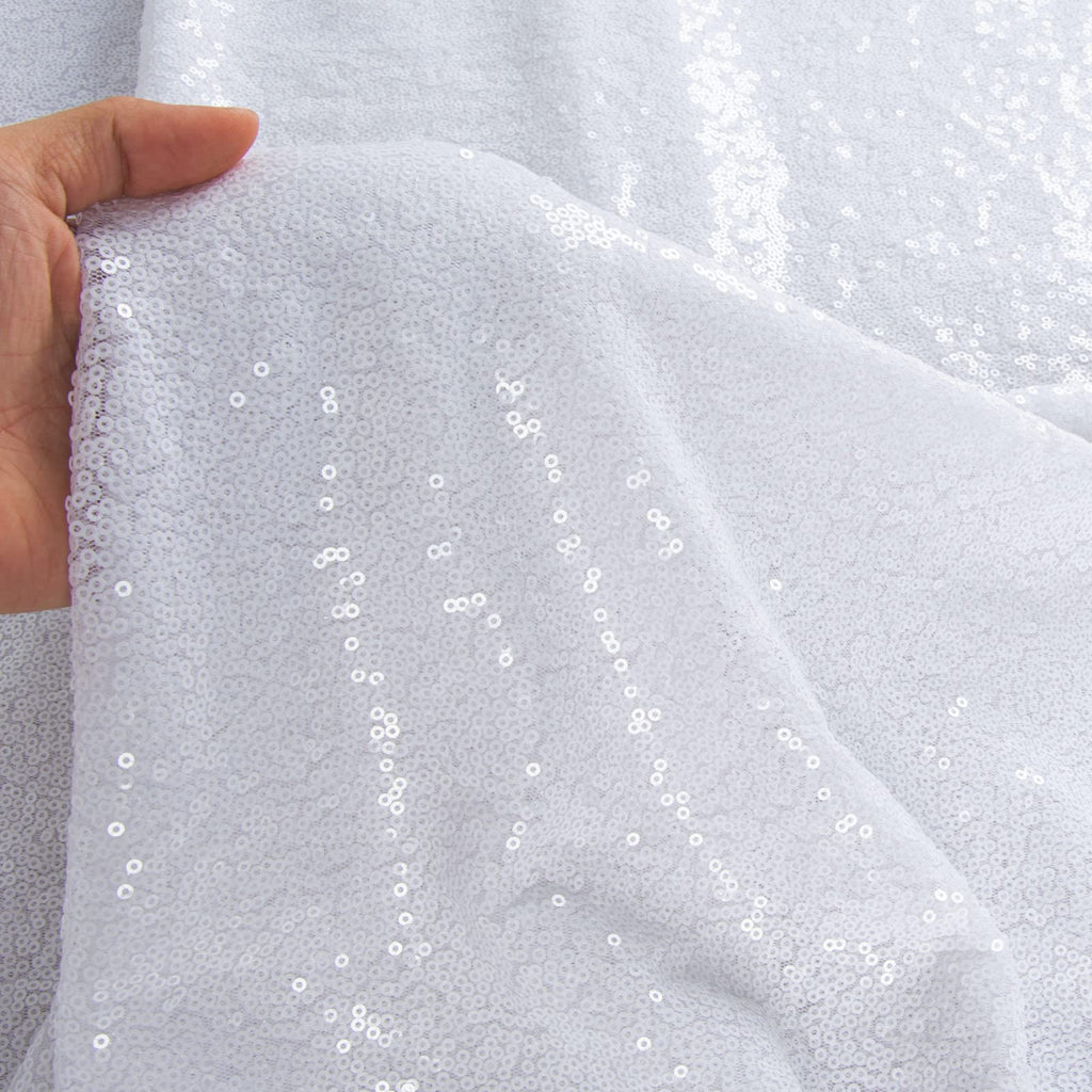 White Fabric, Sequin Fabric 2 Yards Mesh Material by The Yard, Shimmer Materials for Dress Table Linen, Backdrop