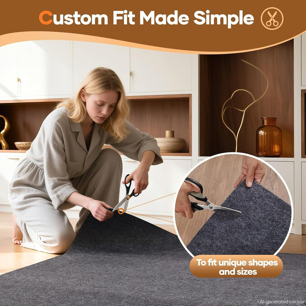 Non Slip Cushioned Rug Pad Gripper, Felt and Silicone Backing, 2 x 8 Ft, 1/4 inch Thick Runner Carpet Liner Protector - Set of 99