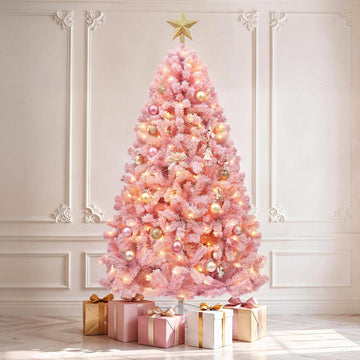 Pre-lit Pink Christmas Tree with Warm-White Lights
