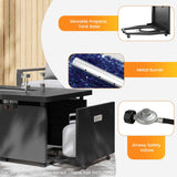 51 Inch Outdoor Fire Pit Table, 50,000BTU Rectangle Propane Fire Pit with Sliding Tank Holder, Glass Wind Guard, Removable Lid, CSA Certified, Gray - Image 3