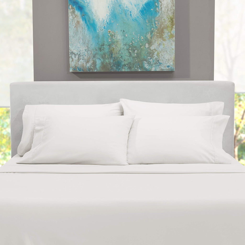 Bed Linen Set - Twin Size - 4 Piece Sheets - White - Extra Deep Pocket Microfiber