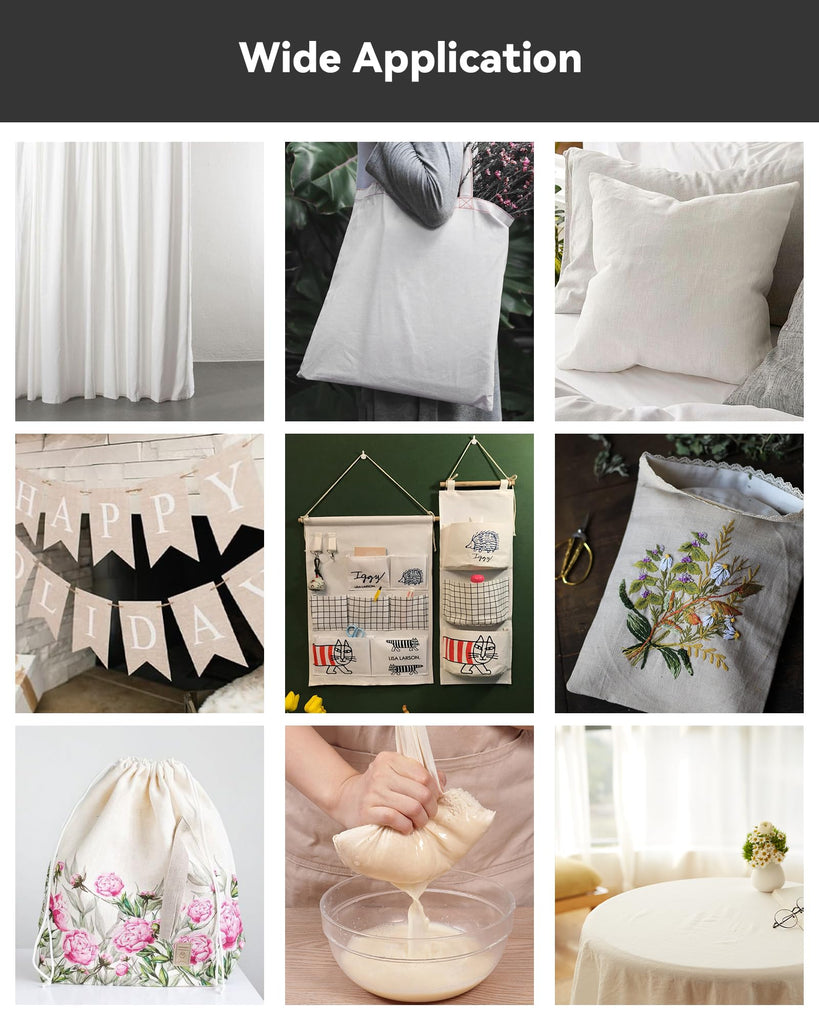 100% Cotton Muslin Fabric, 59 inch x 10 Yards, Bleached