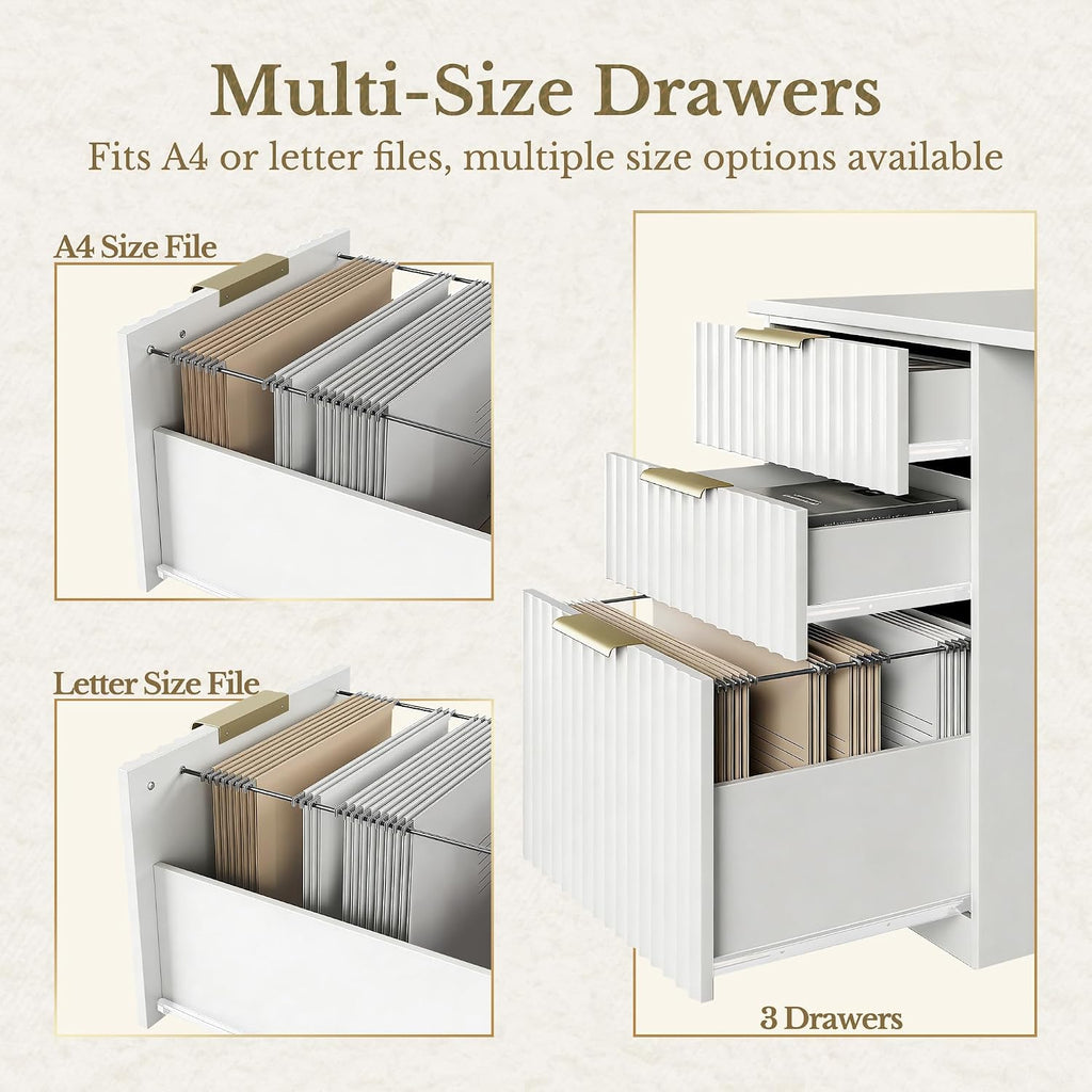63 Inches L Shaped Standing Desk, Executive Electric Adjustable Desk with Storage Drawers and File Cabinet, AC/USB