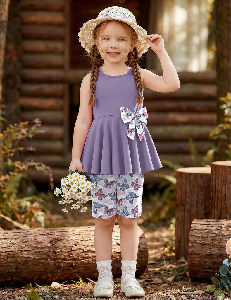 Toddler Girl Summer Clothes Sleeveless Top Dress Bike Shorts Set
