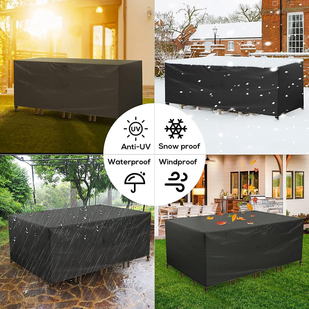 Outdoor Patio Furniture Covers Waterproof 600D Rectangular Outdoor Table and Chair Set Cover Wind Dust Proof Anti-UV