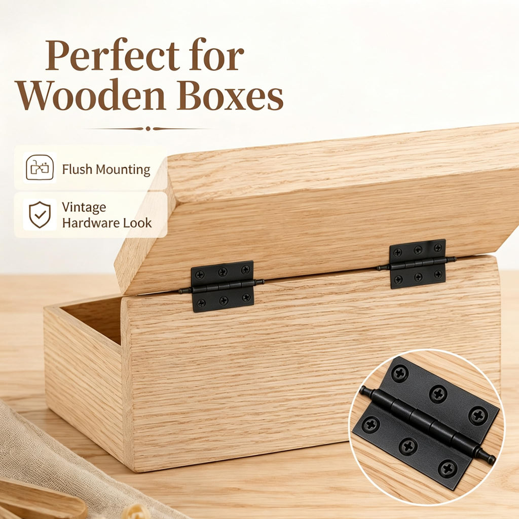 2 Inch Folding Butt Hinges, Matte Black, 2Pcs