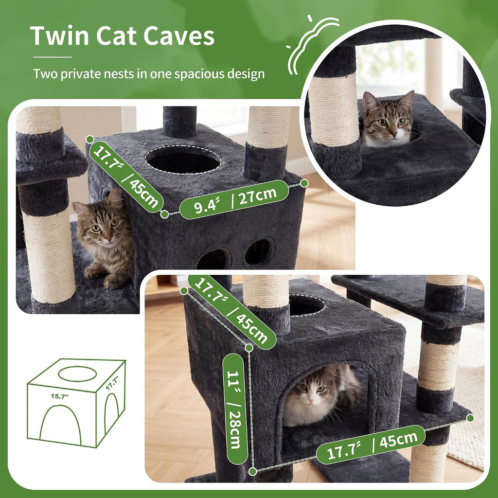 Floor to Ceiling Cat Tree, 104.7"-116.5" Height-Adjustable