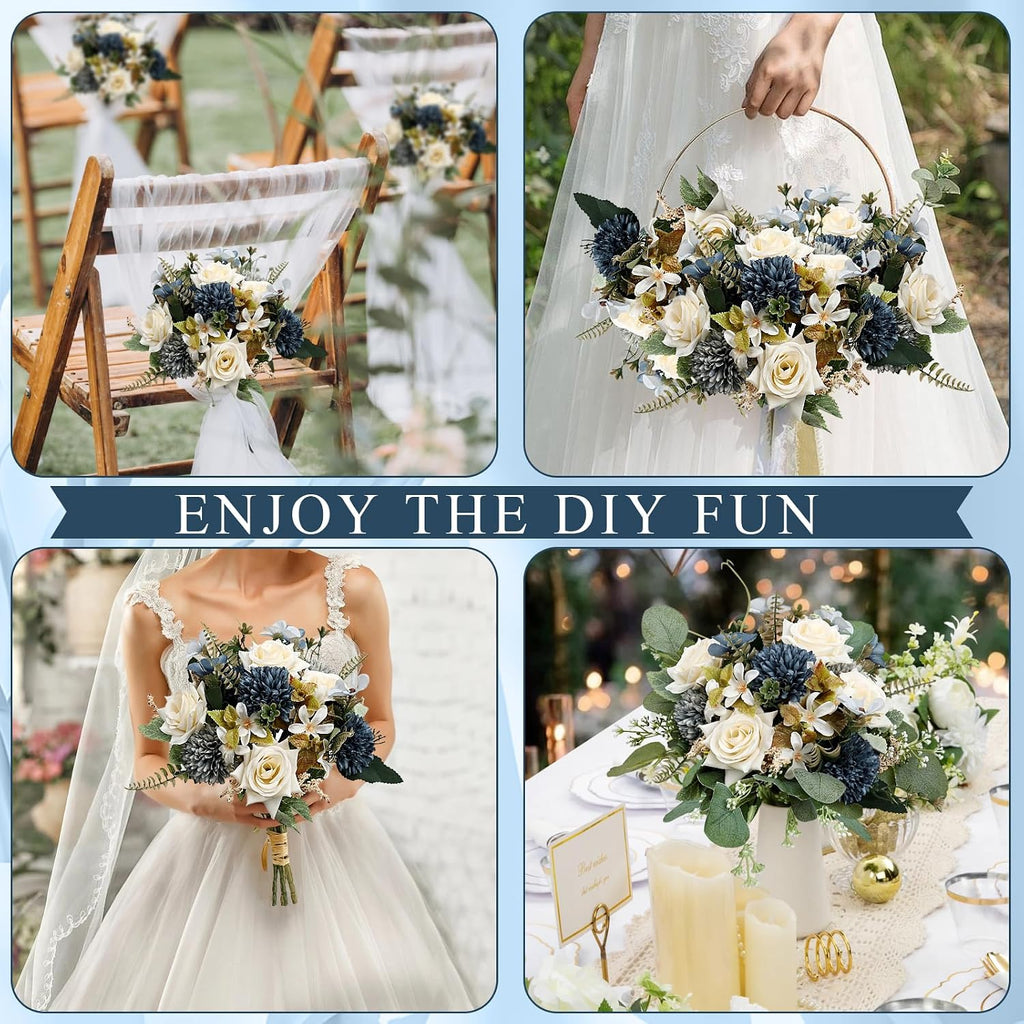 Artificial Mum Flowers 12 Bundles Silk Chrysanthemum Flowers Fake Roses Peonies with Eucalyptus, Realistic Faux