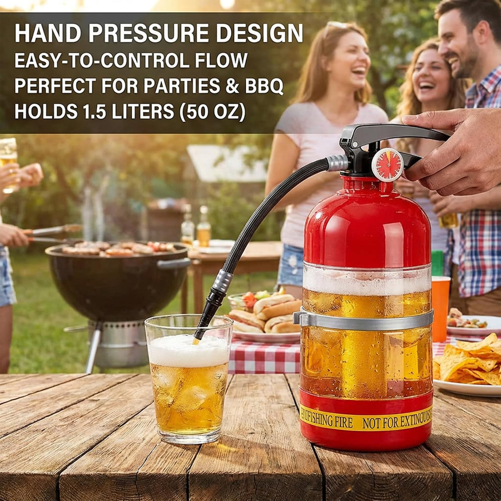 Liquor Dispenser Funny Extinguisher Shape Liquor Dispenser 2L/70oz Pump Drink Dispensers for Wine, Spirits, Beer
