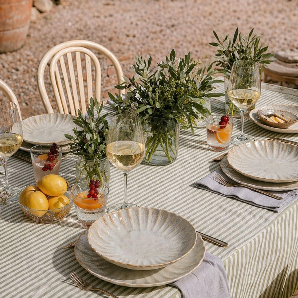 Ceramica Kea 12 Piece Stoneware Dinnerware Set for 4, Reactive Glaze Plates and Bowls Set, Modern Neutral Tone