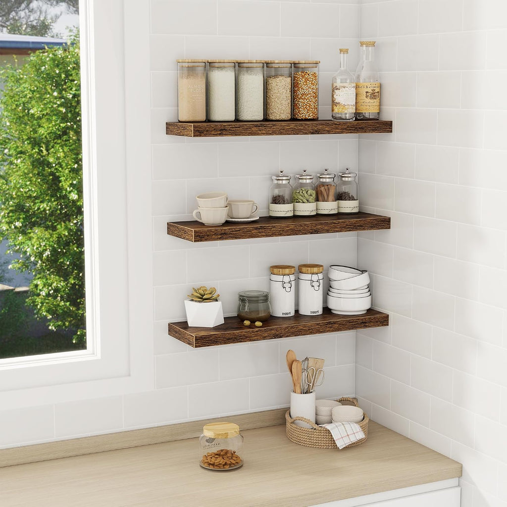 Floating Shelves Wall Shelf 24 inches Long, Farmhouse Bathroom Shelves Bedroom Kitchen Living Room Shelf Wall