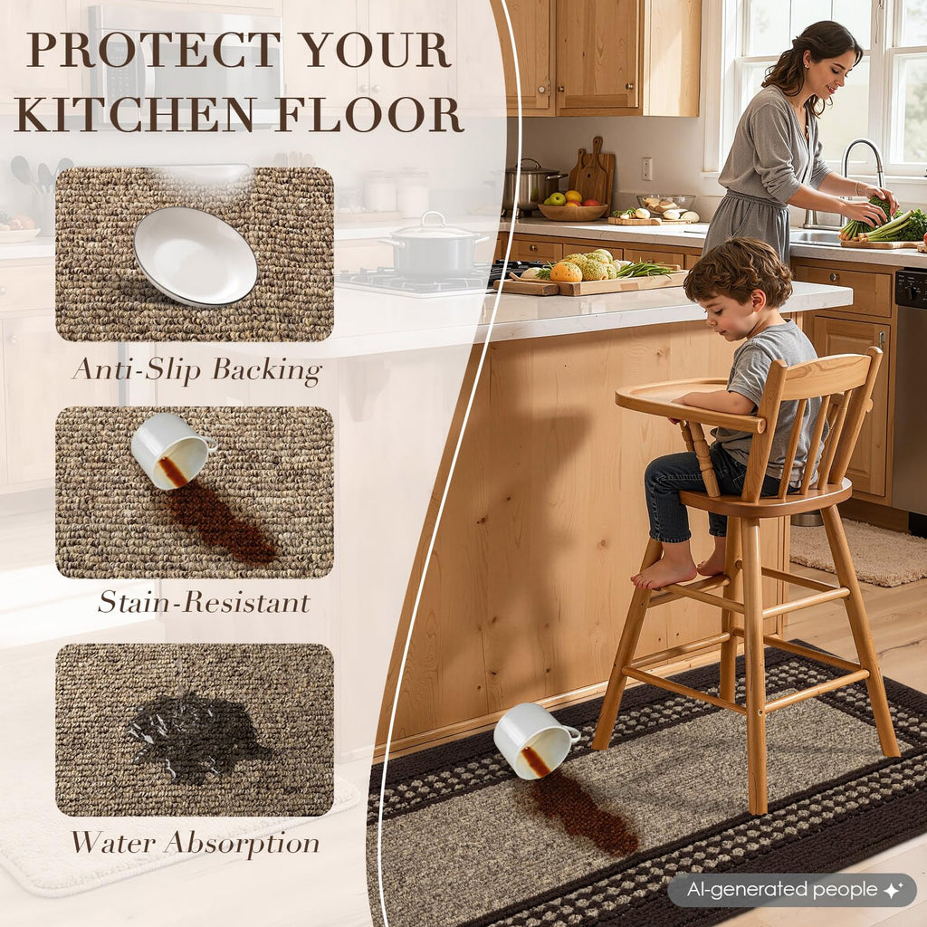 Kitchen Runner Rugs, Set of 2 Non Slip Kitchen Mats for Floor