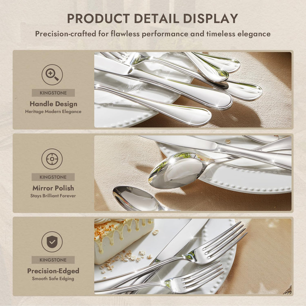 18/10 Stainless Steel Silverware Set for 4, 20 Piece Teardrop Flatware Set