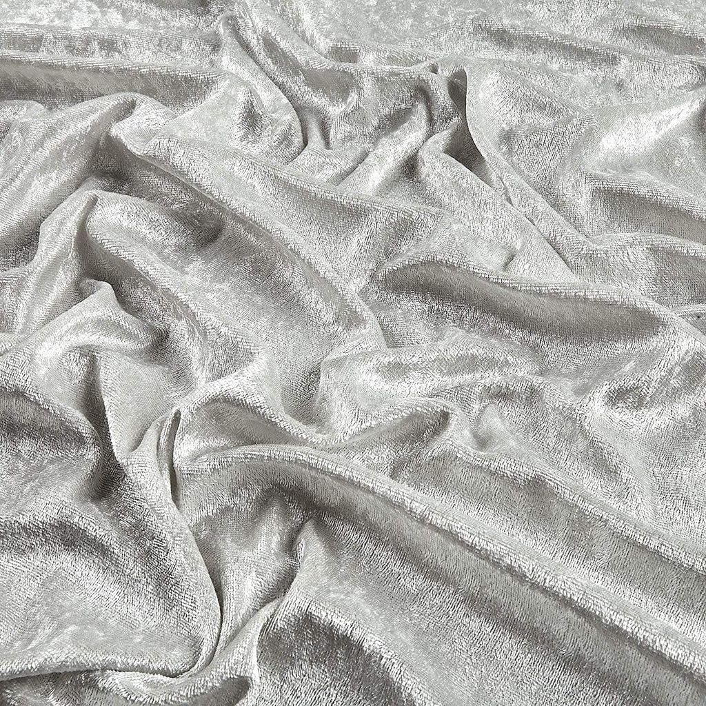 60" Wide - 100% Polyester Panne Velvet - Perfect for backdrops, Clothing, Home Furnishing and Many More. (Silver, 1