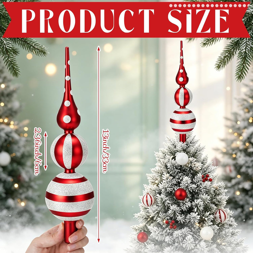 13" Vintage Glass Christmas Tree Topper, Mercury Glass Finial