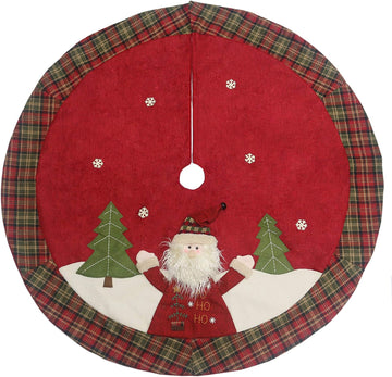 48 Inch Christmas Tree Skirt Double-Layer Design Santa Pattern