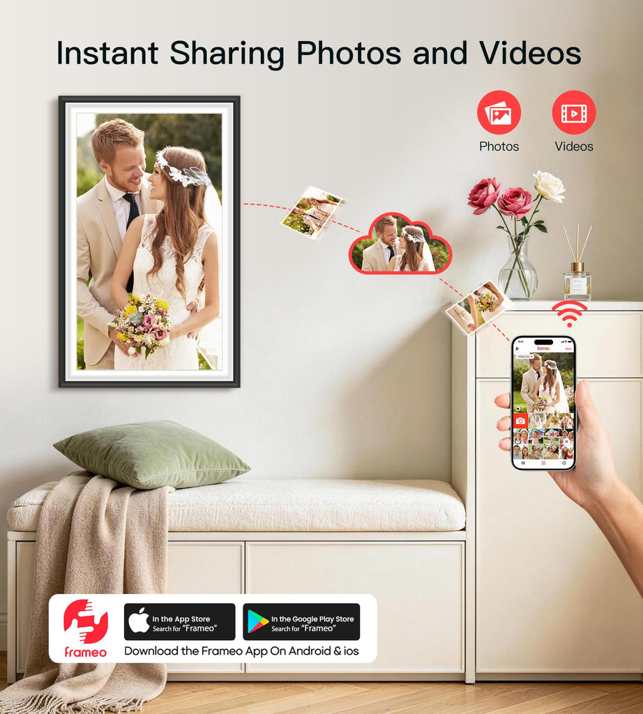 64GB Frameo 15.6" Digital Picture Frame WiFi, Large Electronic Photo Frames