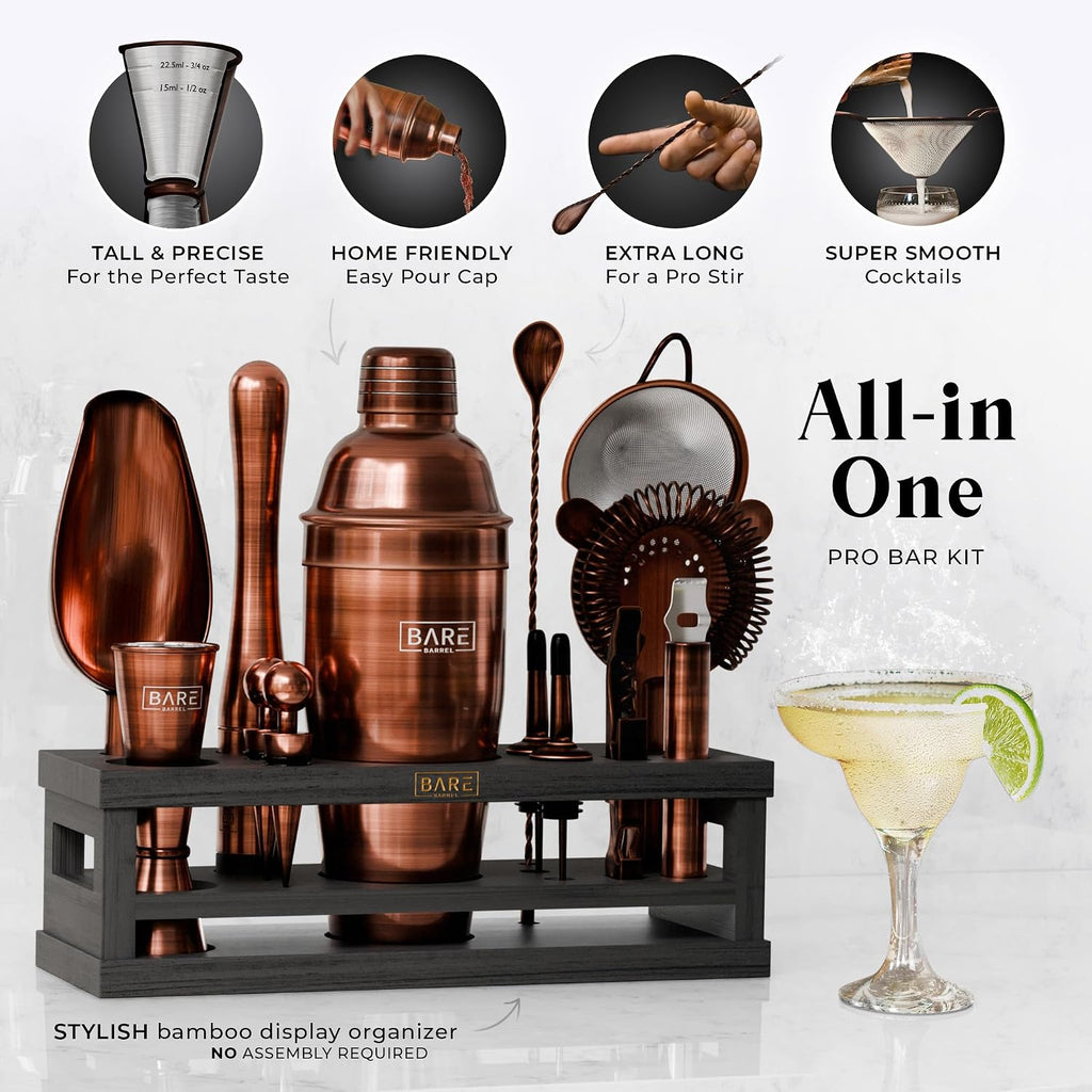 Mixology Bartender Kit Bar Set | 16-Piece Cocktail Shaker Set | Martini Barware Mixing Tools Bartending | Incl. 35 - Set of 16