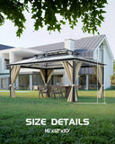 GarveeLife Hardtop Gazebo 12 ft x16 ft for All Weather, Double Polycarbonate Sheets Roof, Aluminum Alloy Frame, Net
