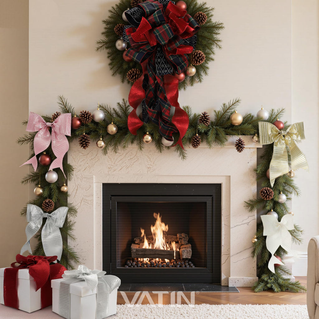 Gold Crimped Metallic Wired Ribbon, 2-1/2-Inch x 10 Yards, with Standard Serged Edges, Luxury Christmas Gift Wrap